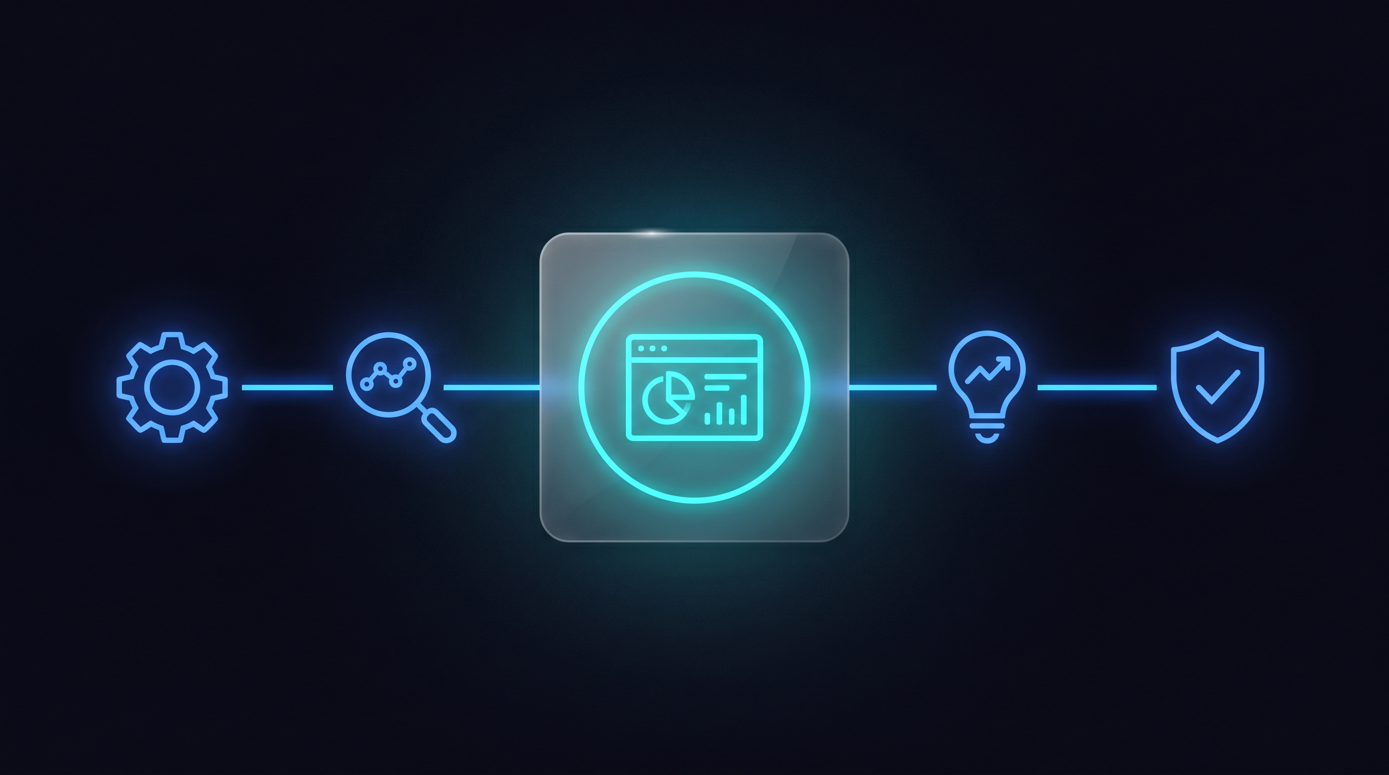 Flat vector illustration of LinkedIn tool comparison with one highlighted tool on dark navy background with electric blue connecting lines